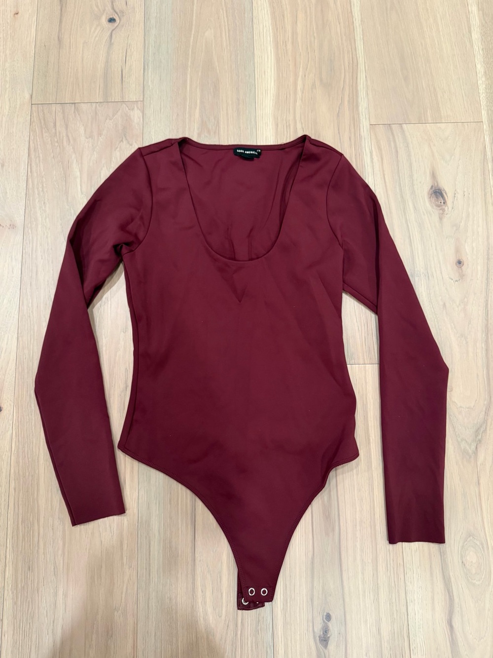 Good American Long Sleeve Scoop Neck Bodysuit - Burgundy